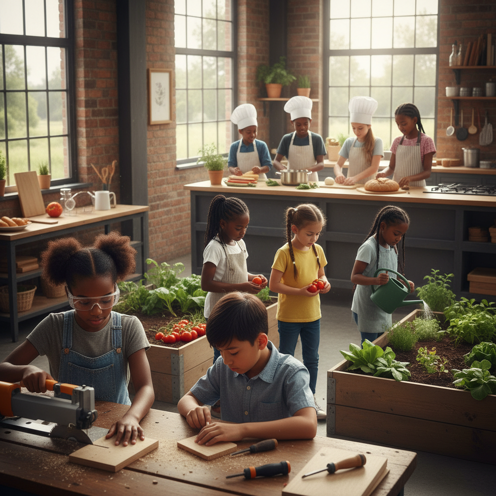 Students engaged in practical hands-on work at school