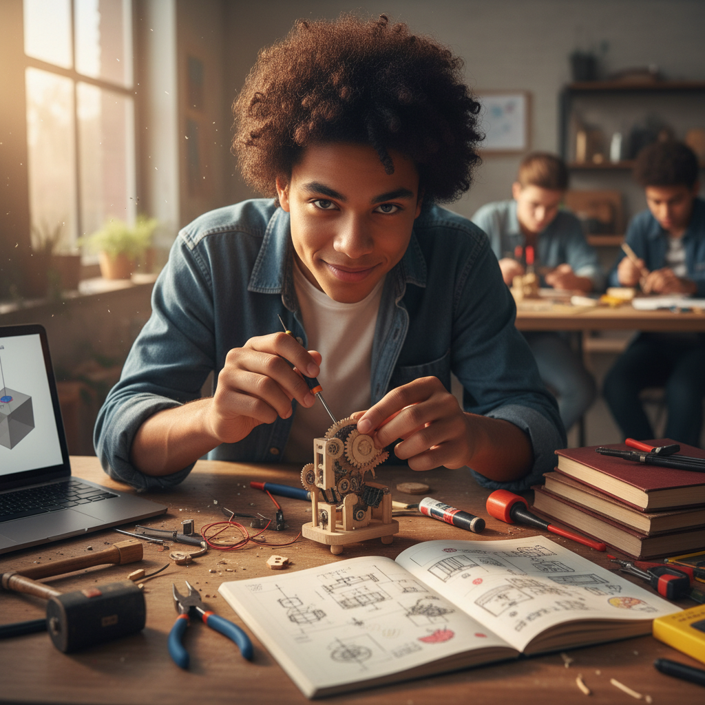 Teenager engaged in hands-on and creative learning beyond exam preparation