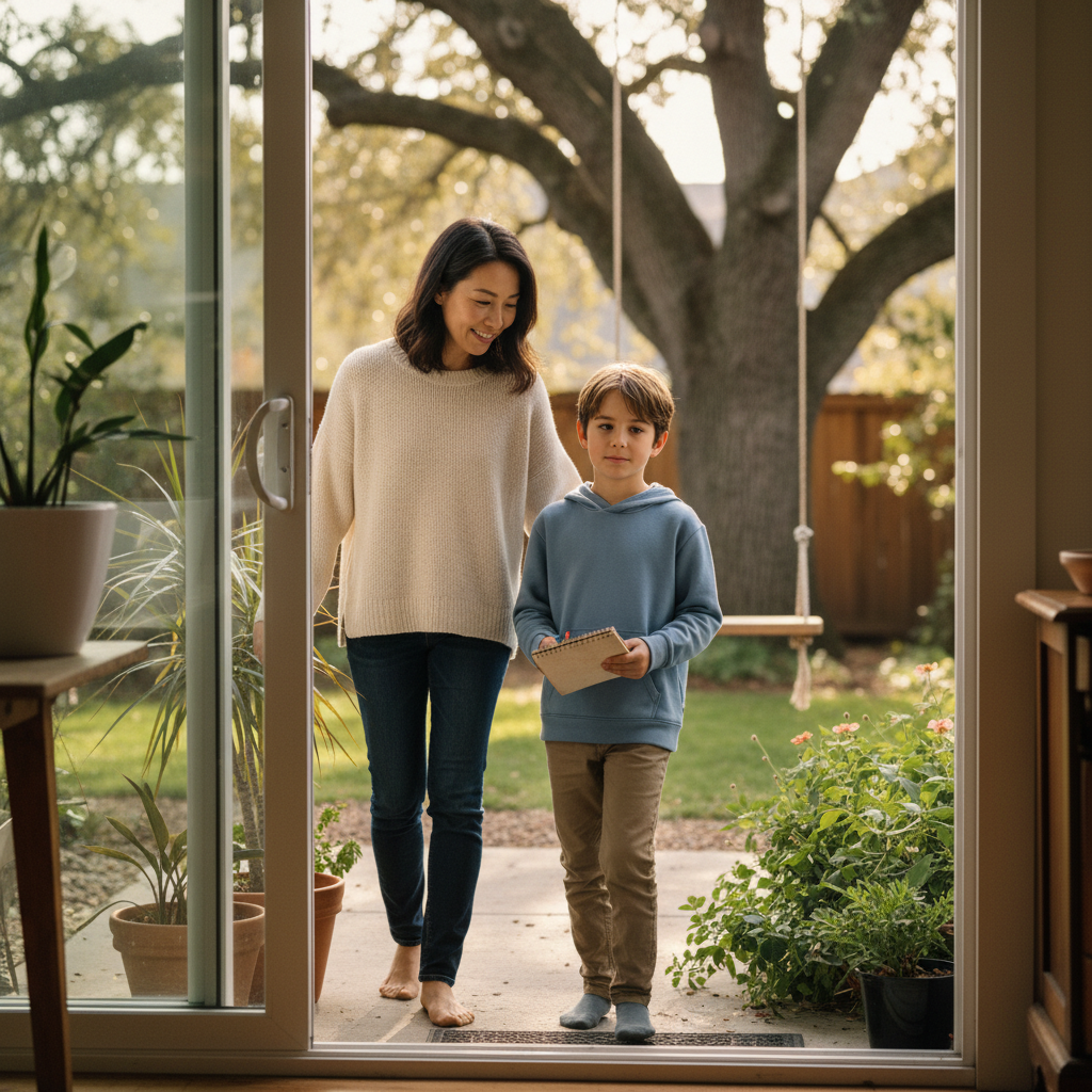 Child moving outdoors to reset