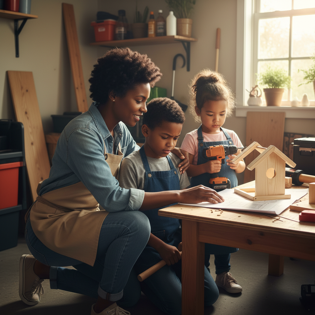 Parent supporting child through frustration during a practical task