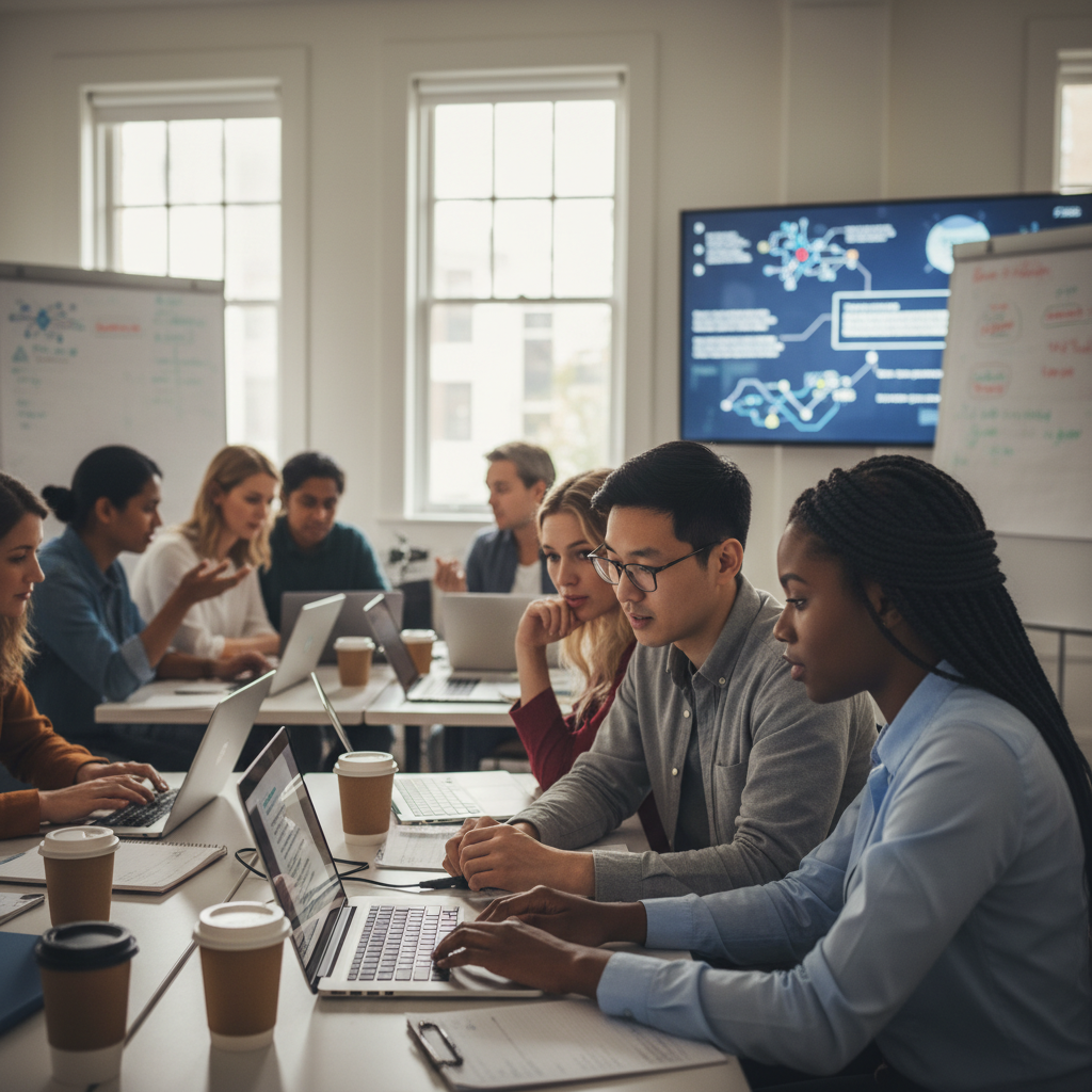 Teachers exploring practical AI use in professional development