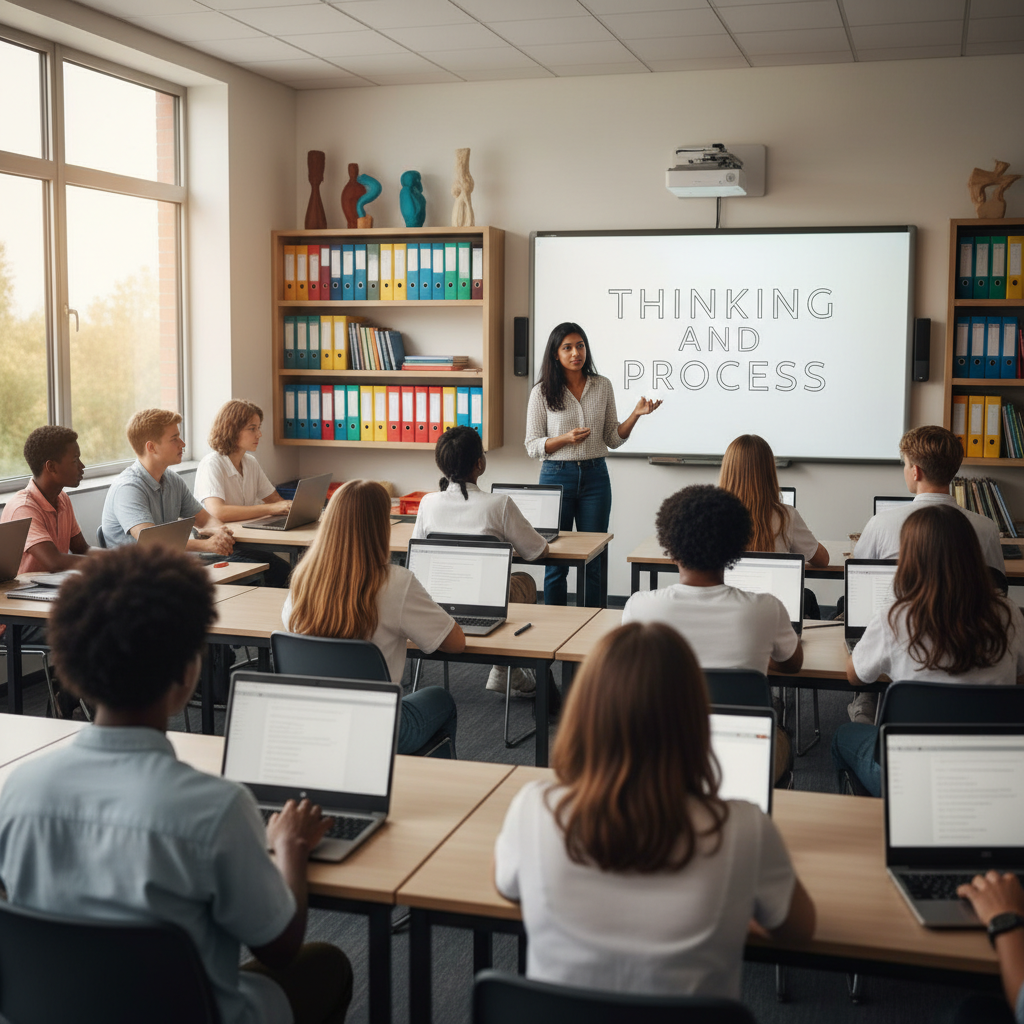 Students using technology responsibly in an AI-era classroom