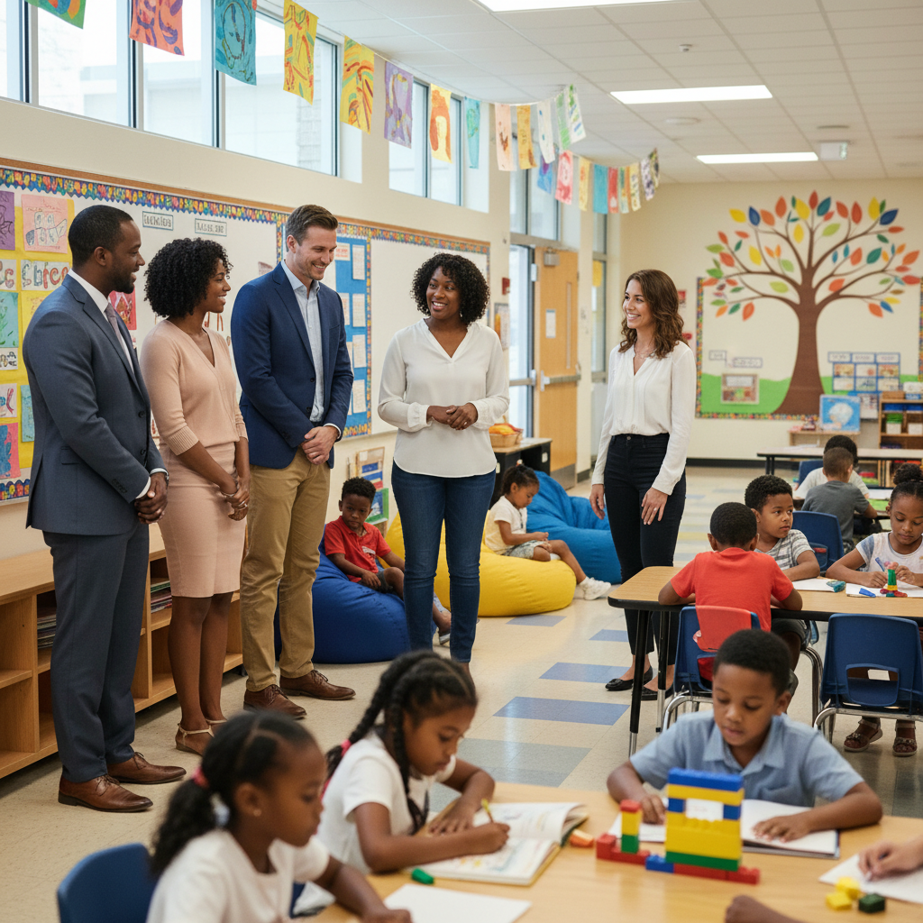Parents observing a school experience and culture