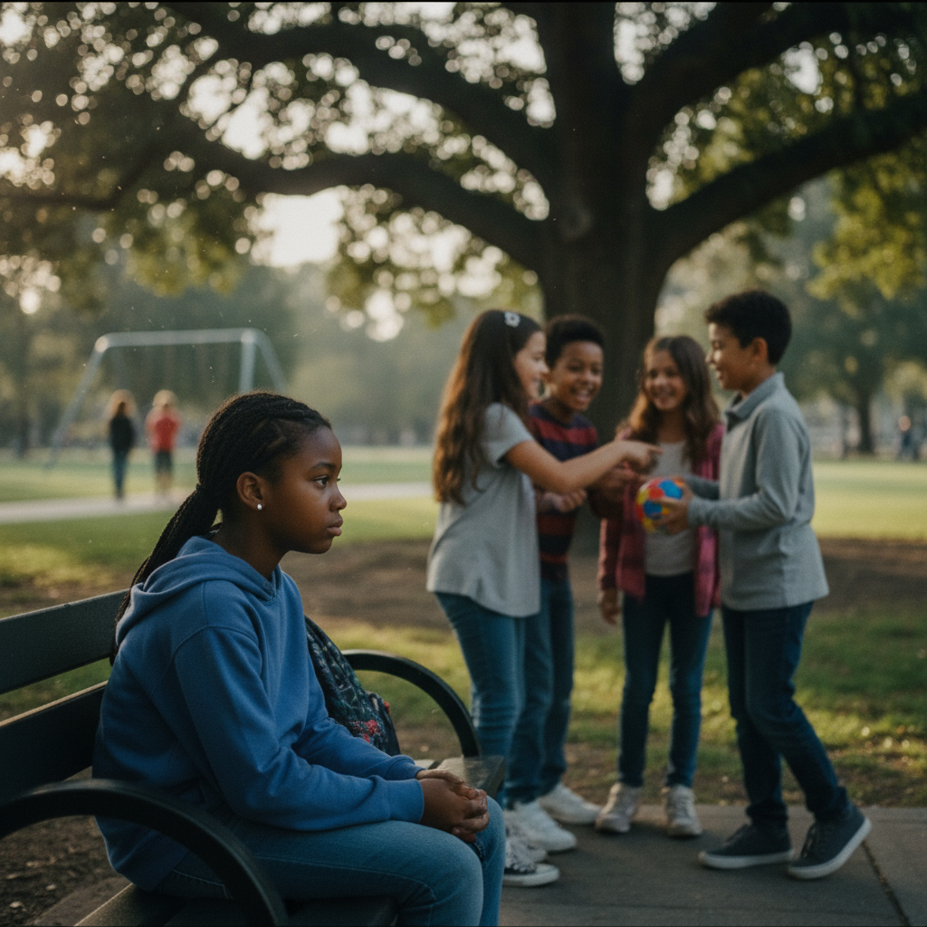 Children in a social group where one child looks left out