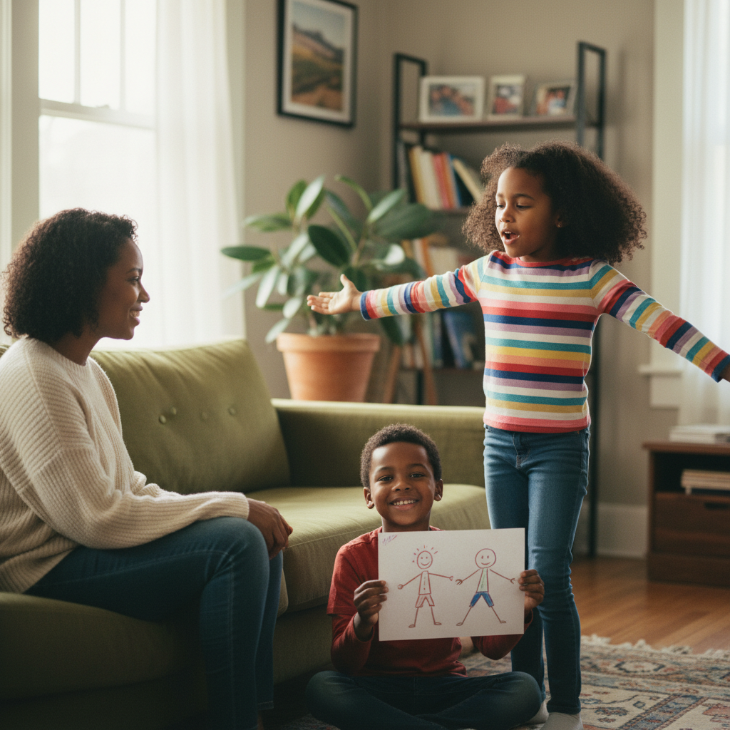Children expressing themselves confidently