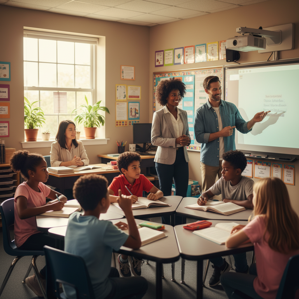 Teacher working in a well-supported classroom